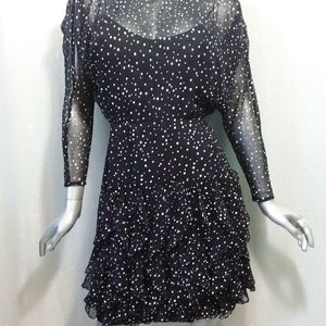 Betsy & Adam Black and White Polka Dot Dress